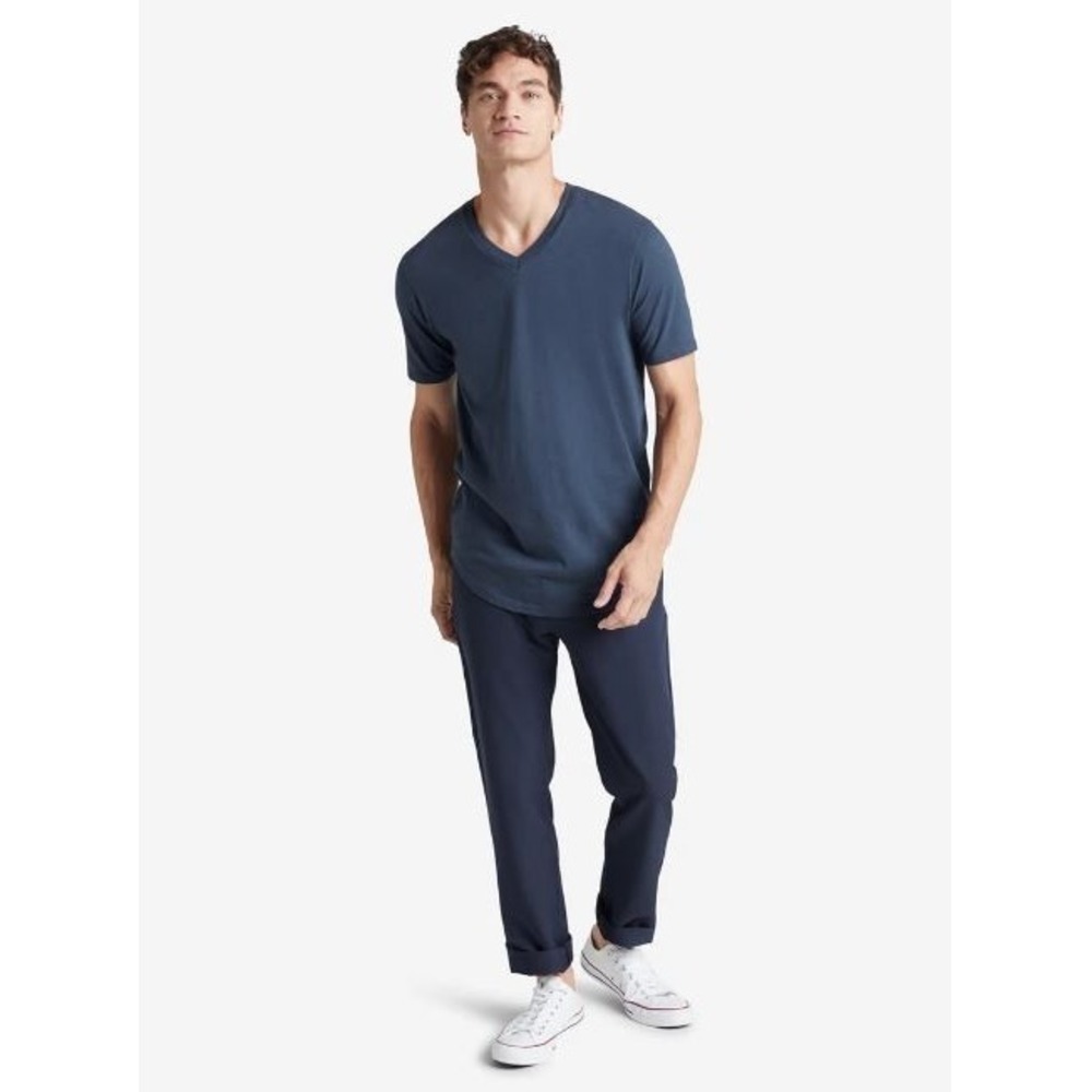 Goodlife Men's Slub Scallop Hem V-Neck Short Sleeve T-Shirt‎ in Navy Small